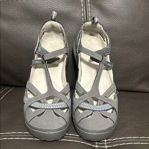 Women's JbU Size 7 1/2 M Shoes Vegan Textile Charlie Encore Guc Gray, And Blue